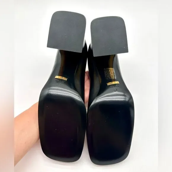 Gucci Baby Horsebit Pumps Black Leather Mid Block
Heel Square Toe EU 37 US 7 - Picture 10 of 13